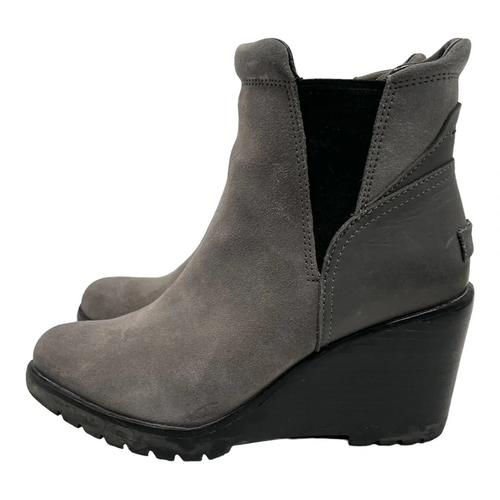 Sorel After Hours Gray Suede Wedge Heel Casual Ankle Boots Women’s 6.5 - Picture 2 of 15